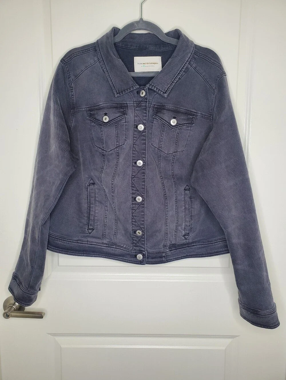 Anthropologie Pilcro And The Letterpress Black Classic Button Front Denim Jacket - Picture 4 of 9